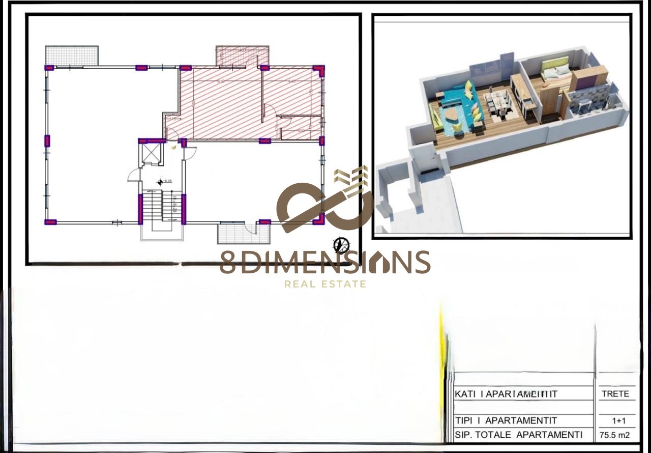 SHITET SUPER APARTAMENT 1+1 PRANE LIQENIT TE FARKES, PRANE QETESISE ABSOLUTE DHE GJELBERIMIT!!!  (D8141A-61)