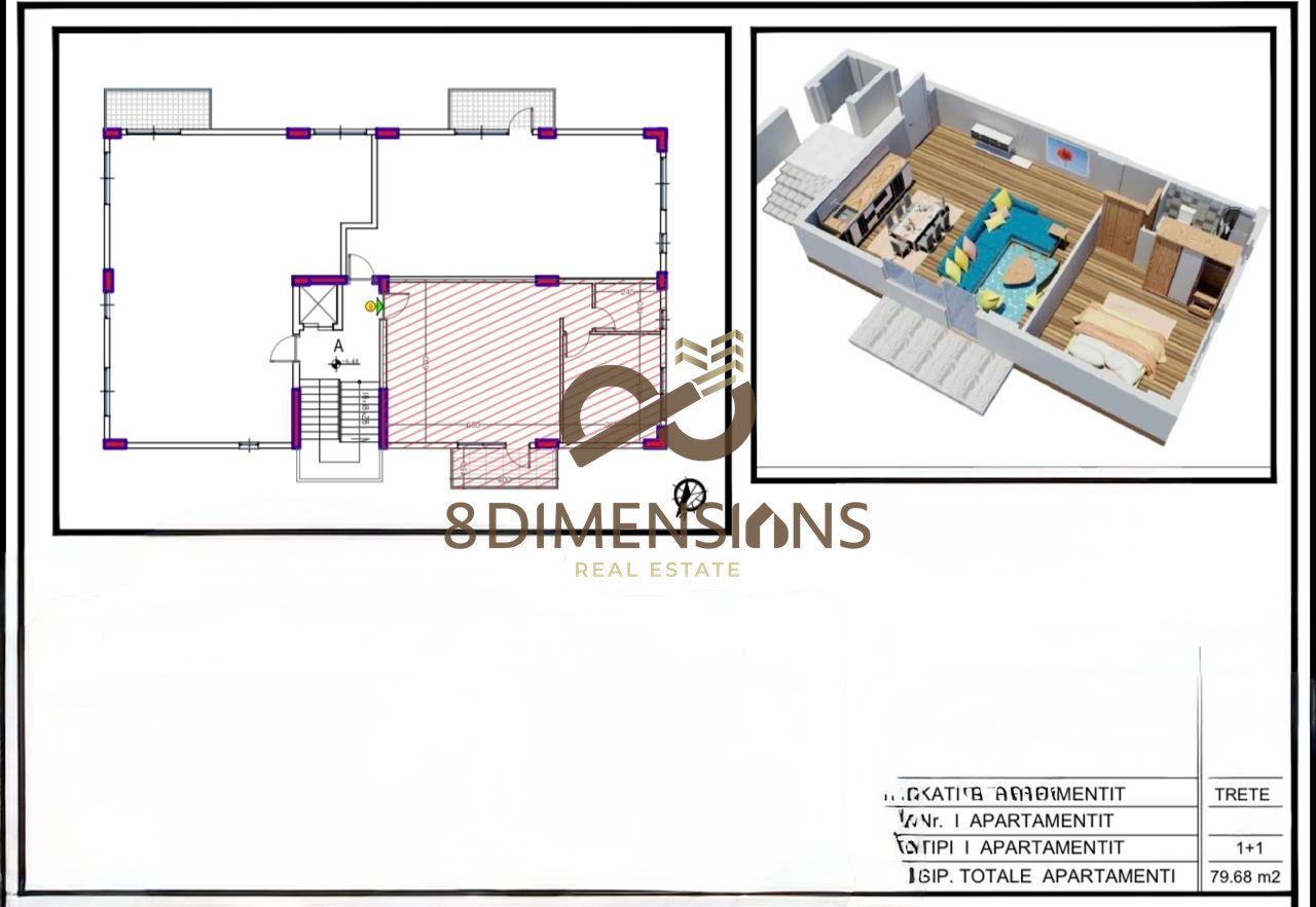 SHITET SUPER APARTAMENT 1+1 PRANE LIQENIT TE FARKES, PRANE QETESISE ABSOLUTE DHE GJELBERIMIT!!! (D8141A-62)