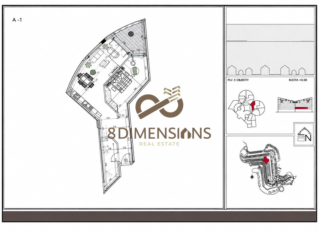 Apartment 1+1 for sale in one of the preferred residences - Residenca Kodra Diellit D8141A-137