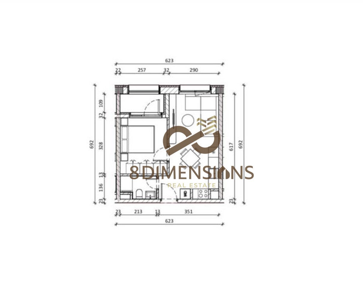 Appartamento 1+1 +balcone in vendita presso Residenza Kadiu, Ali Dem - Tirana (ID D8141A-138)