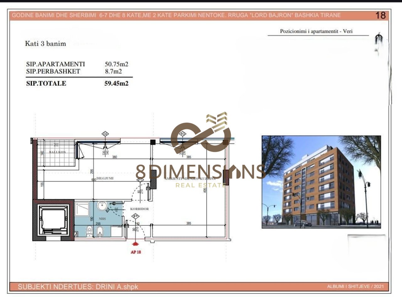 Shitet Apartament 1+1 në zonën e Don Boskos, 📍 ngjitur me Kompleksi Fiori Di Bosko.