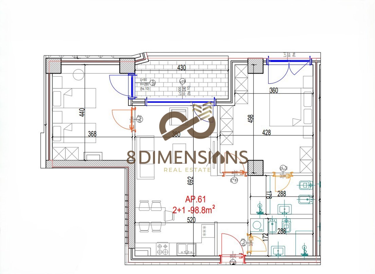 Apartment 2+1+2 tualete per shitje ne Don Bosco-Kompleksi Mara