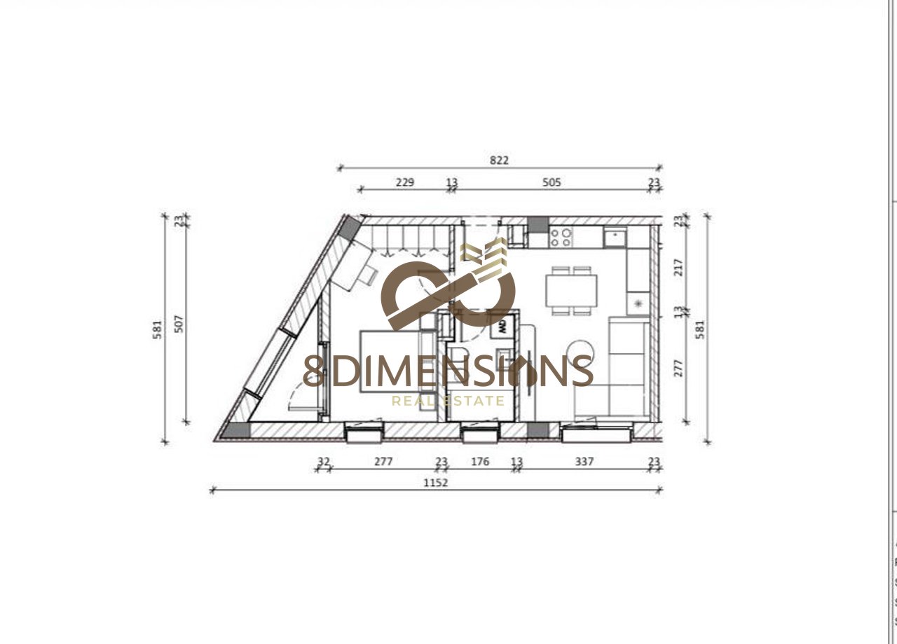 Apartment 1+1 +balcony for sale at Rezidenca Kadiu, Ali Dem - Tirane (ID D8141A-127)