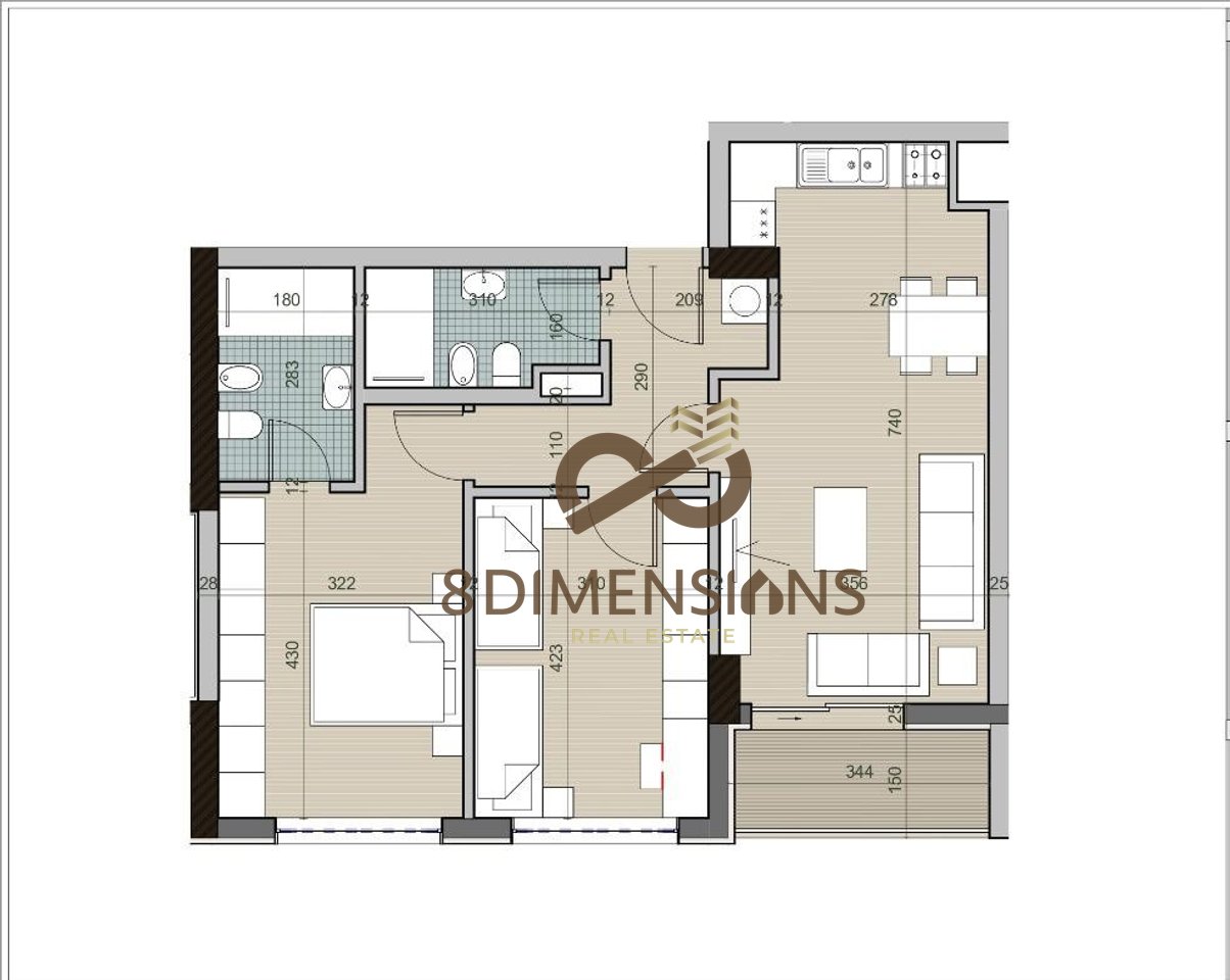 Apartament 2+1 +2 tualete + ballkon ne shitje tek Univers City, Prane QTU - Tirane (ID D8142A-123)