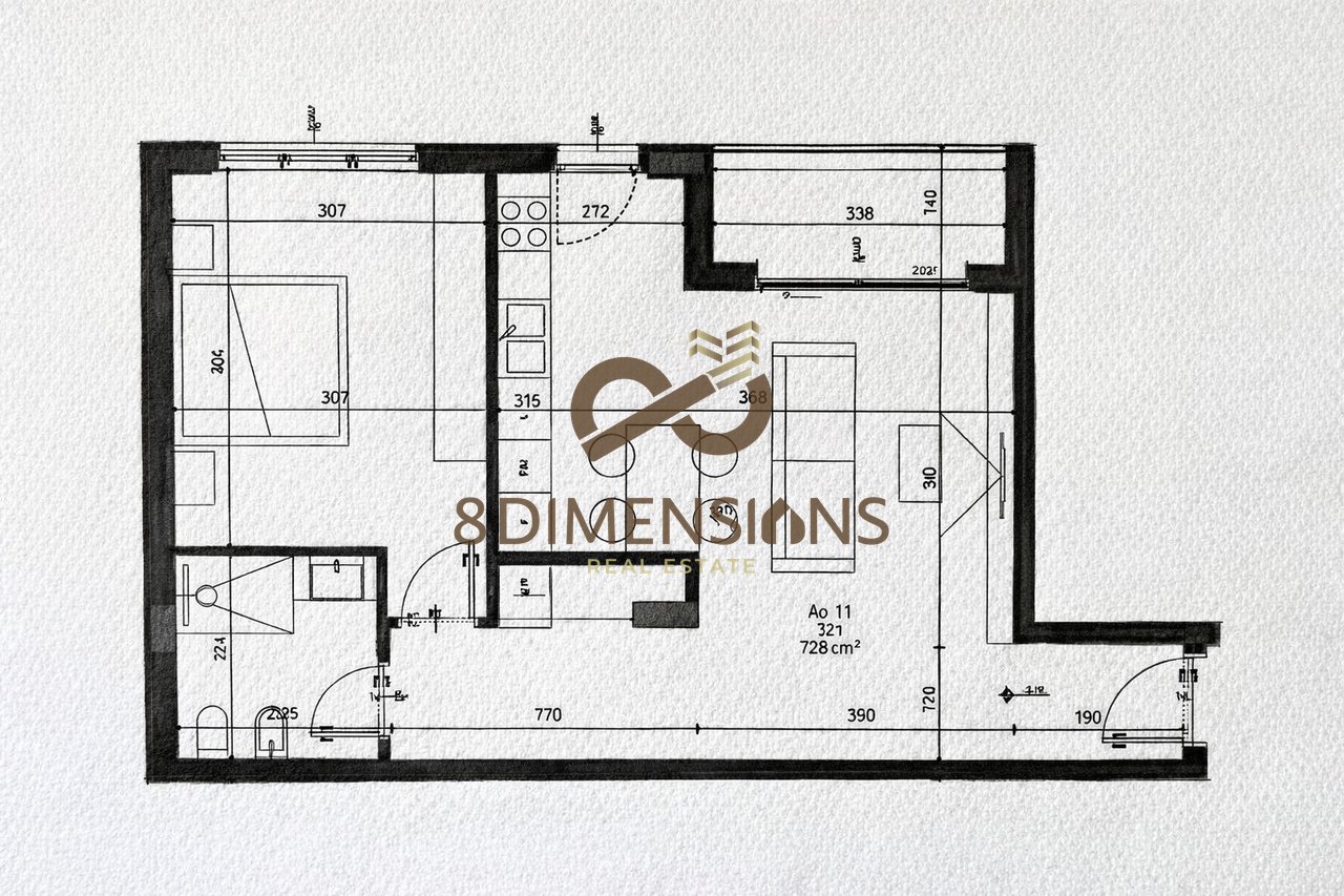 OKAZION!!!! SUPER APARTAMENT 1+1 NE SHITJE PRANE TEG ( D8141A-44 )