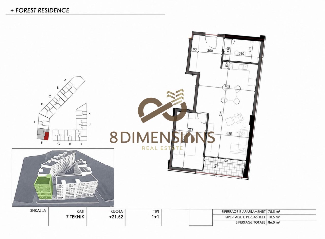 Shiten Tipologji Apartamentesh  1+1 ne nje prej Rezidencave me Elitare prane Liqenit te Farkes (D8141A-76)