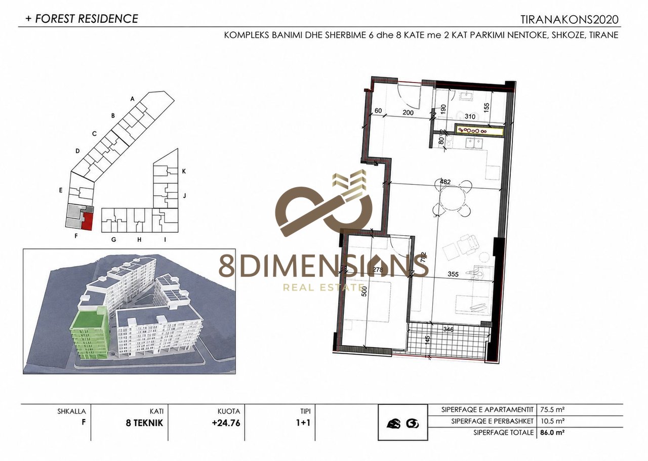 Shiten Tipologji Apartamentesh  1+1 ne nje prej Rezidencave me Elitare prane Liqenit te Farkes (D8141A-76)