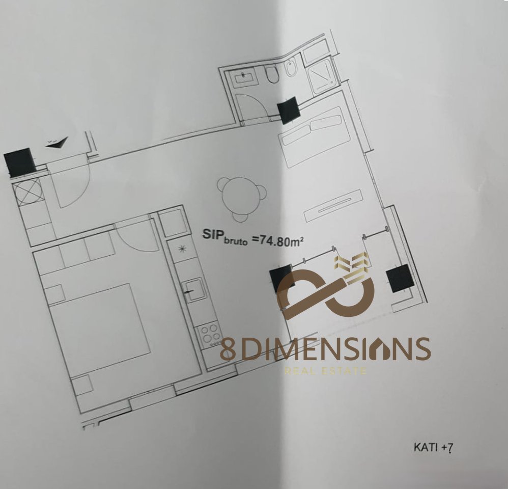 Shiten Tipologji Apartamentesh 1+1 te River Park Residence (D8141A-81)