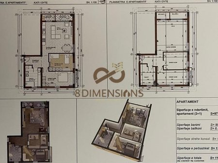 Apartament 2+1 +Ballkon ne shitje prane Liqenit te Paskuqanit - Tirane (ID D8142A-100 )