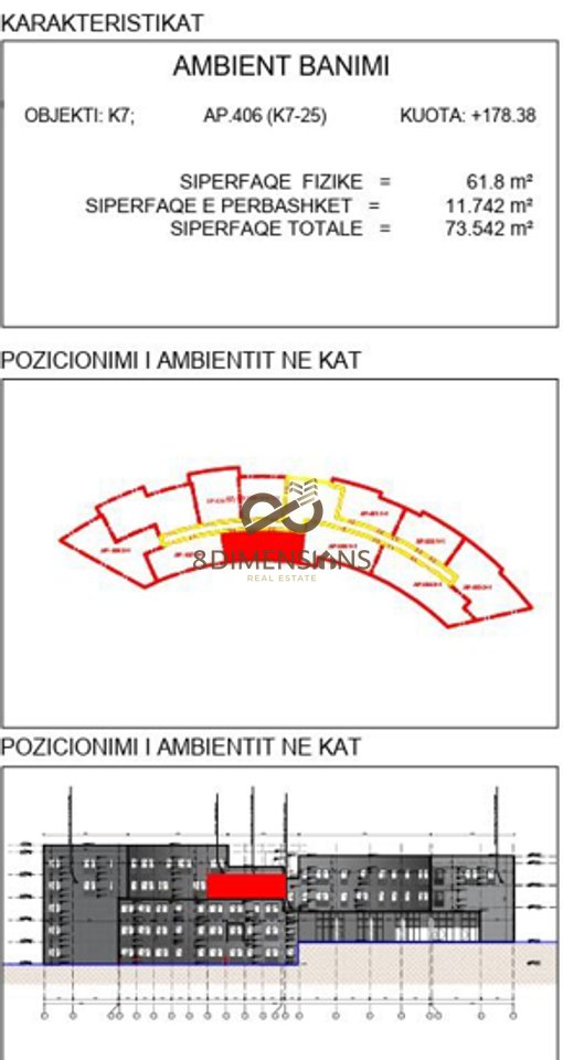Vendesi Appartamento 1+1 nella Residenza “Kodra e Diellit”(D8141A-148)
