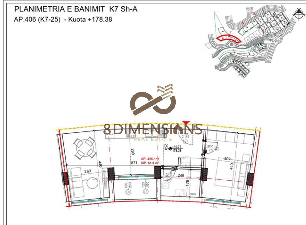 Vendesi Appartamento 1+1 nella Residenza “Kodra e Diellit”(D8141A-148)
