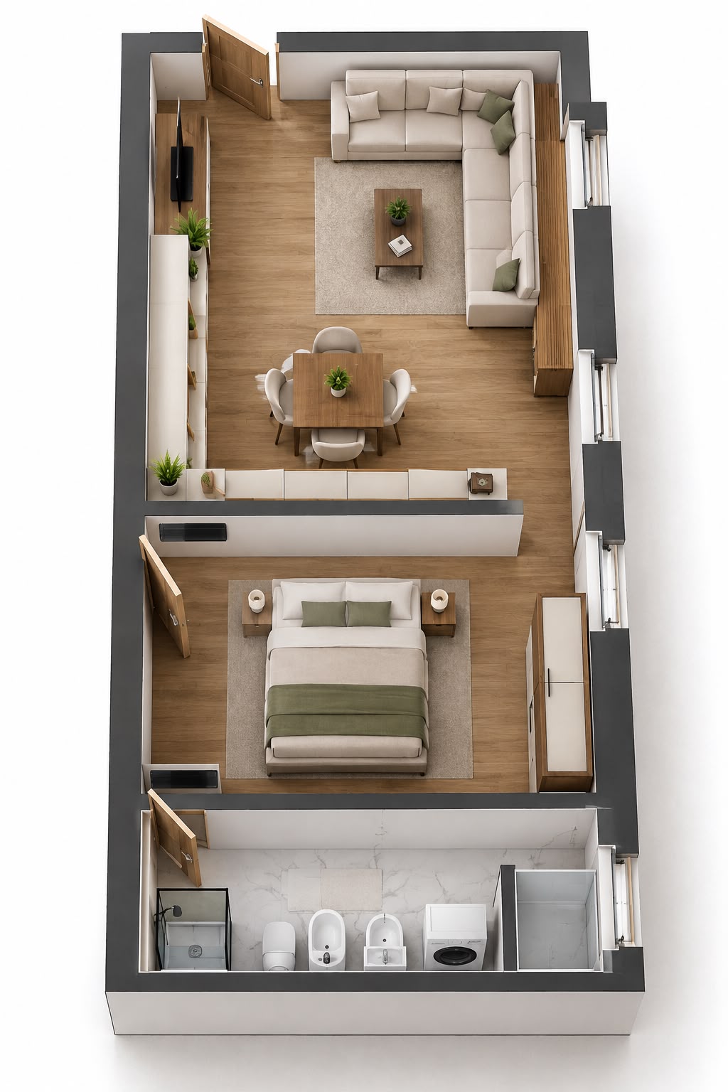Apartament i ri 1+1 me qera tek Depot e Ujit D8241A-312