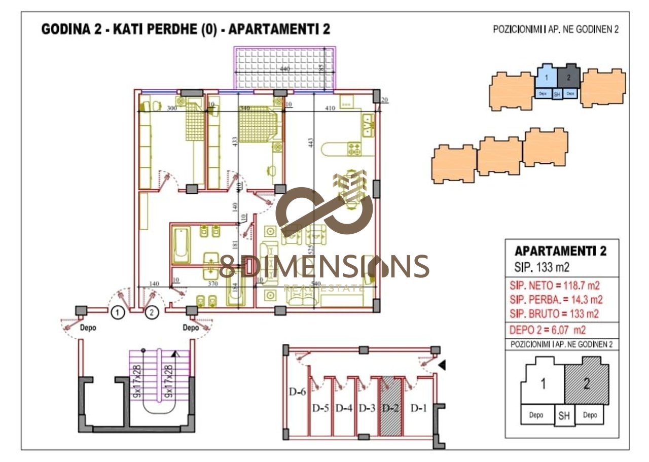 For rent 2+1 apartment on the 2nd floor of a new building with elevator near the Mosque in Selite, Tirana (ID D8242A-295)
