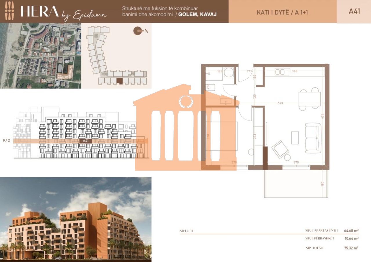 APARTAMENT 1+1 TEK "REZIDENCA HERA " NE GOLEM PER SHITJE !