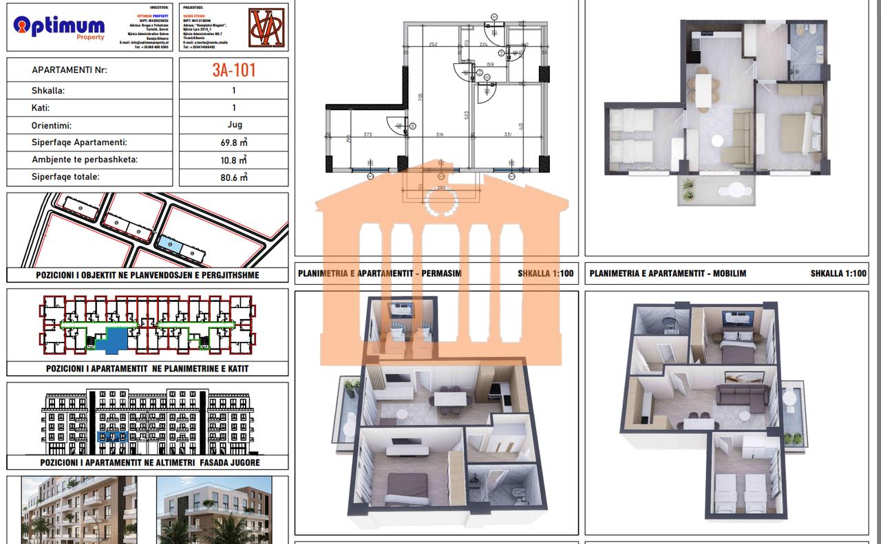 APARTAMENT 2+1 NE QERRET, PER SHITJE!
