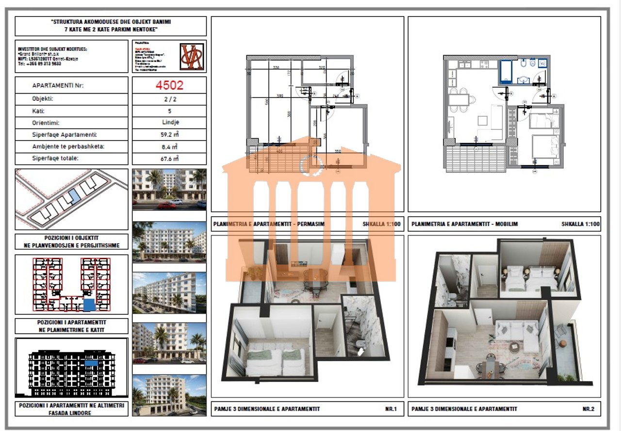 APARTAMENT 1+1 NE QERRET,  PER SHITJE!