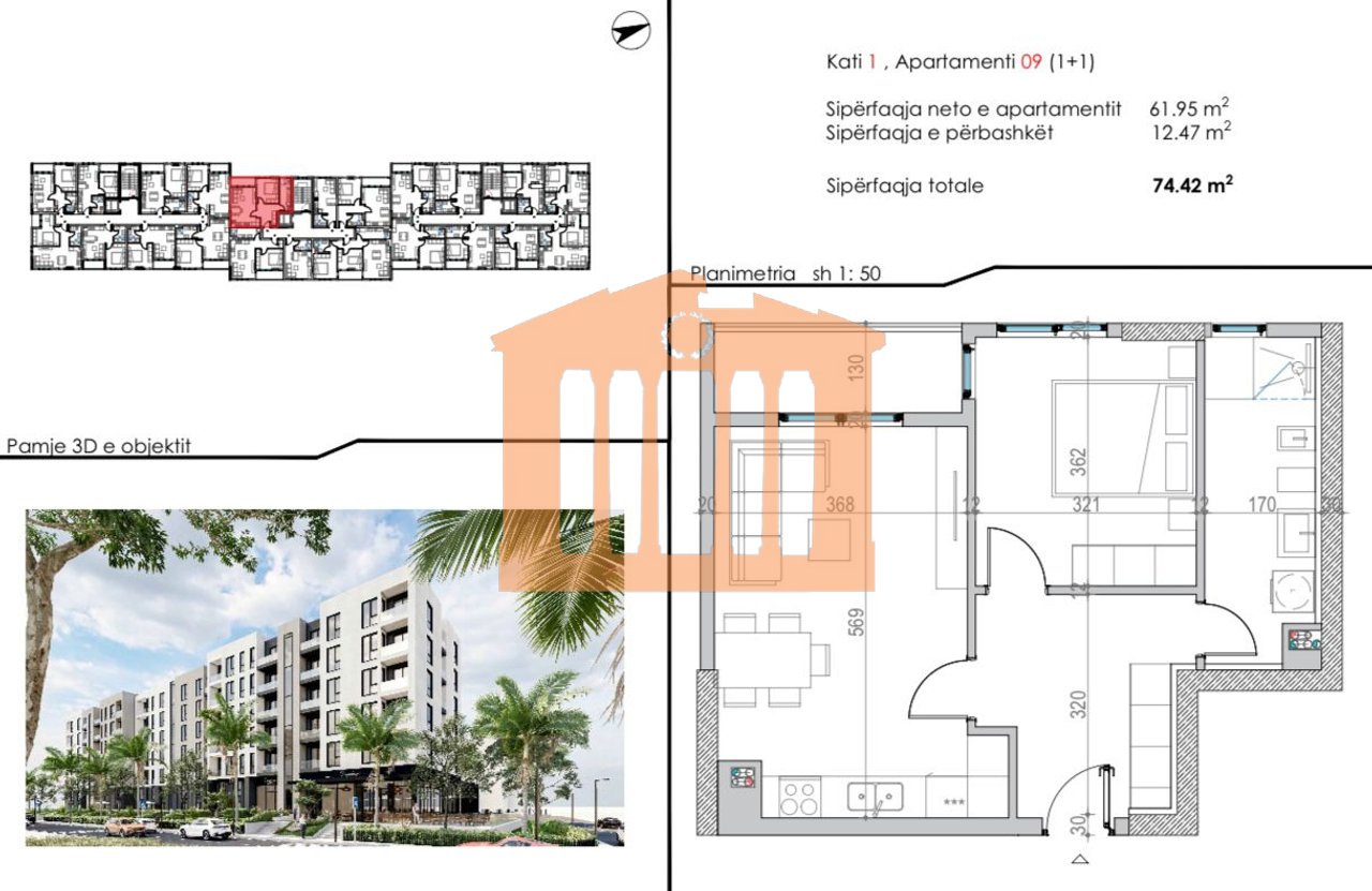 APARTAMENT 1+1 NE GOLEM, PER SHITJE !