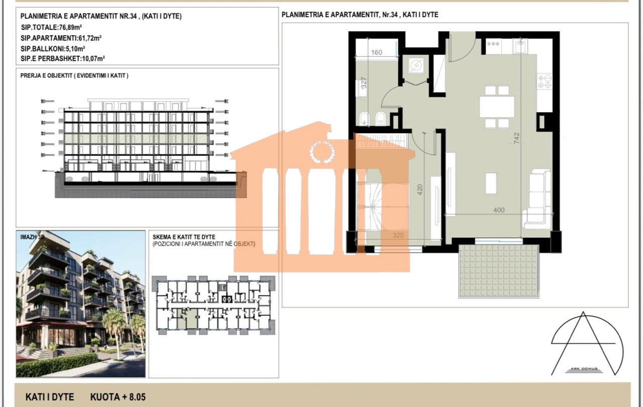 APARTAMENT 1+1 TEK "ROADSIDE RESIDENCE" NE GOLEM, PER SHITJE !