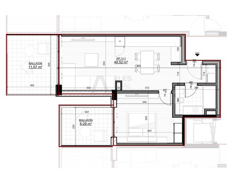 Apartment for sale 1+1 in Saranda