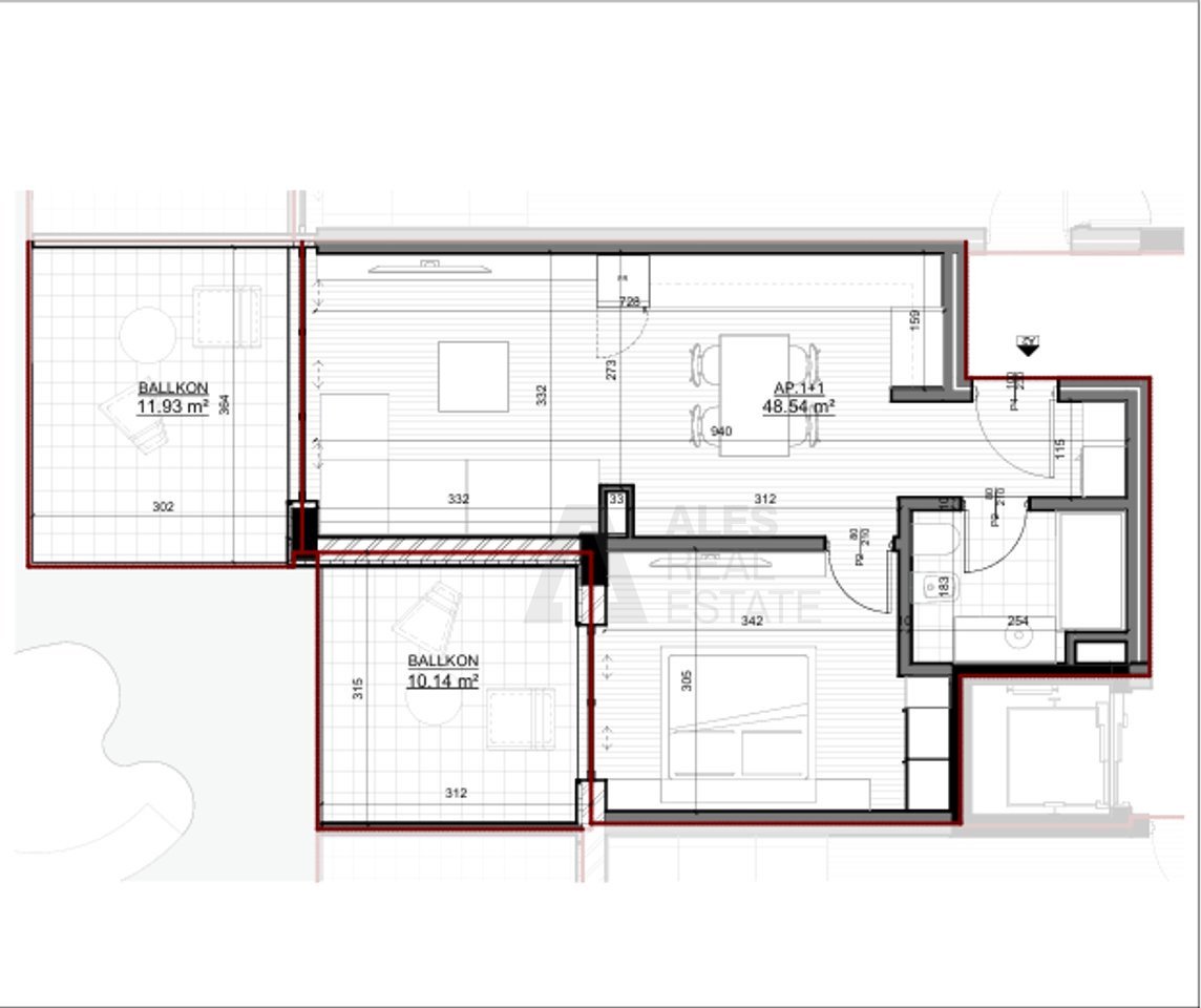 Apartment for sale 1+1 in Saranda
