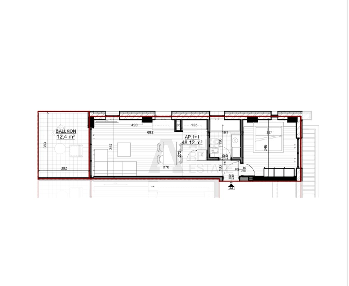 Apartment for sale 1+1 in Saranda