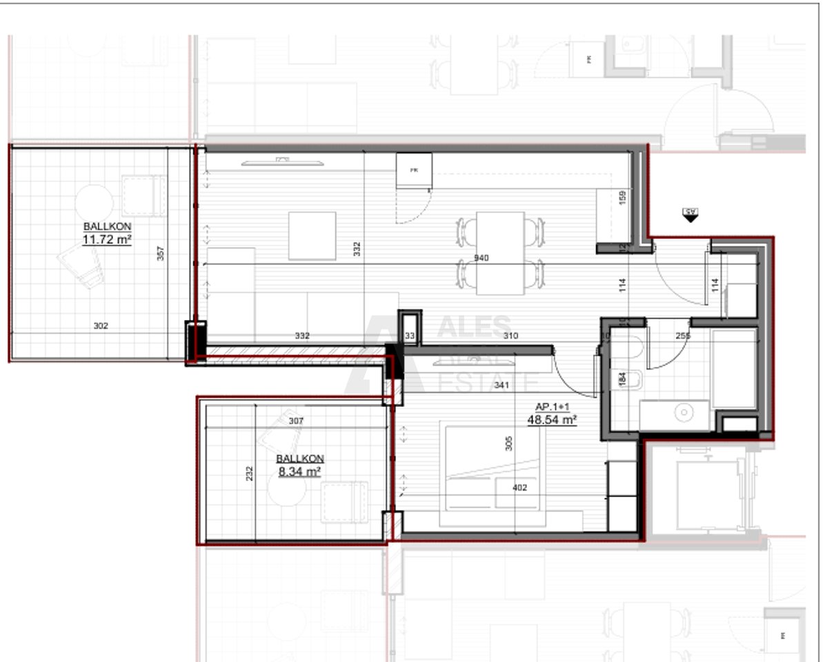 Apartment for sale 1+1 in Saranda