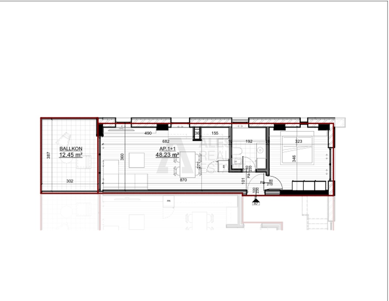 Apartment for sale 1+1 in Saranda