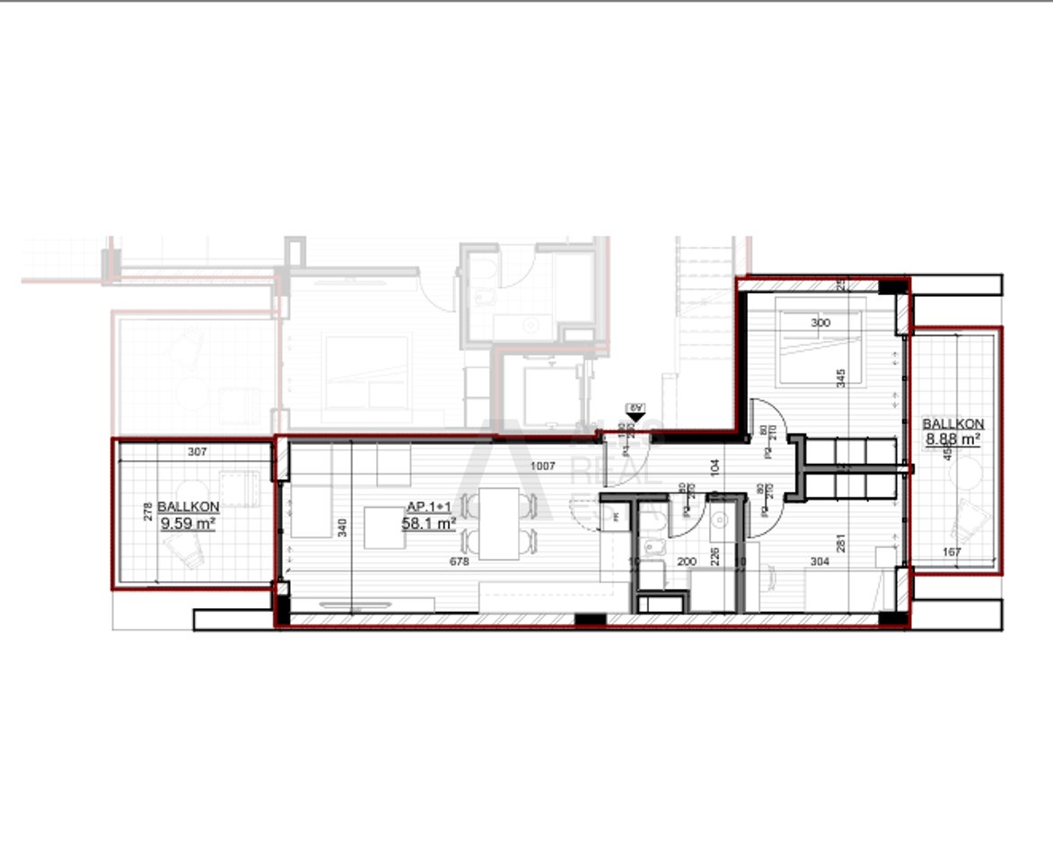 Apartment for sale 2+1 in Saranda