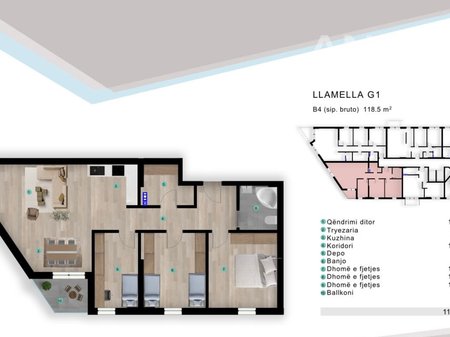 Banesë në shitje 118.5m² në lagjen Prishtina e Re