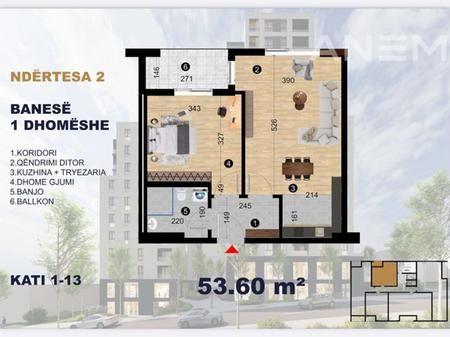 Apartment for sale 53.6m² in the Muhaxherëve Neighborhood