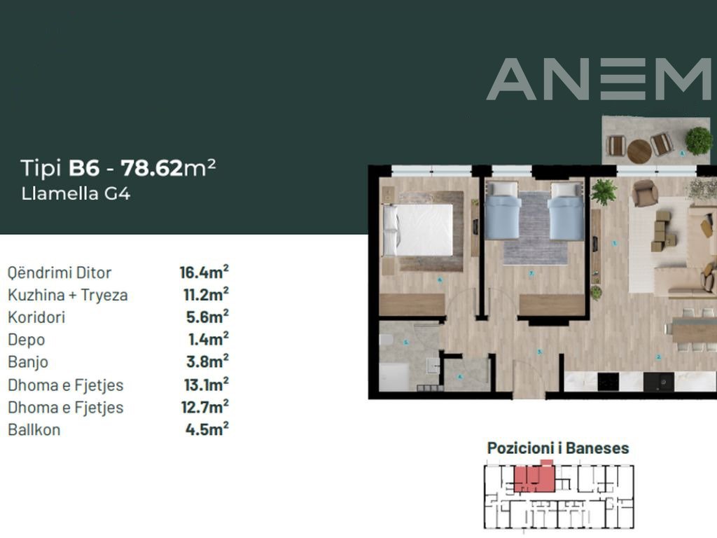 Banesë në shitje 78.62m² tek Prishtina e Re
