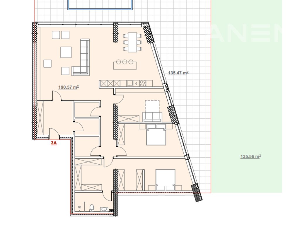 Apartment for sale 190.57m² + 135.56 terrace in Marigona Hill