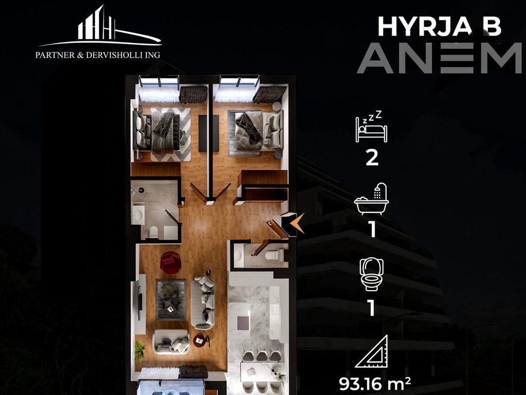 Banesë në shitje 93.16m² te Prishtina e Re