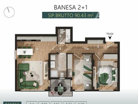 Banesë në shitje 90.43m² në lagjen Mati 1