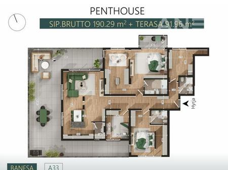 Penthouse në shitje 190.29m² +91.96m² tarracë te Mati 1
