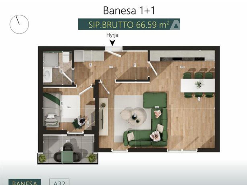 Banesë në shitje 66.59m² në lagjen Mati 1