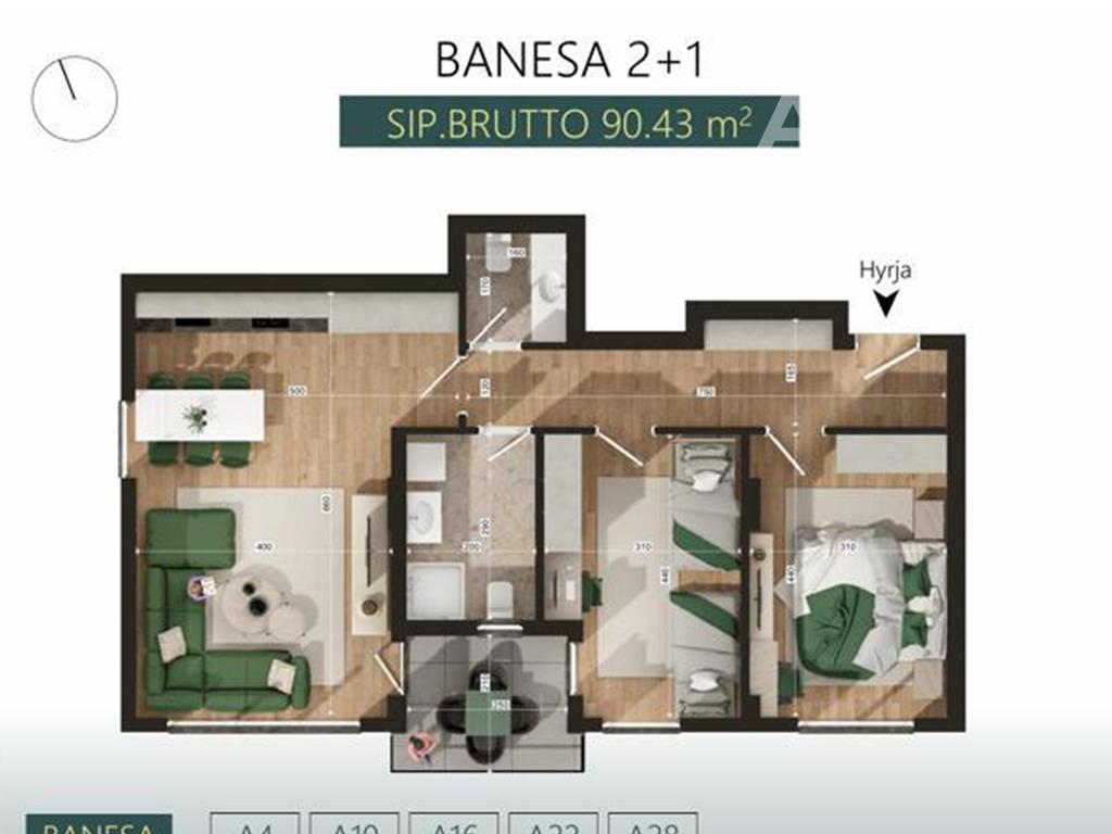 Banesë në shitje 90.43m² në lagjen Mati 1