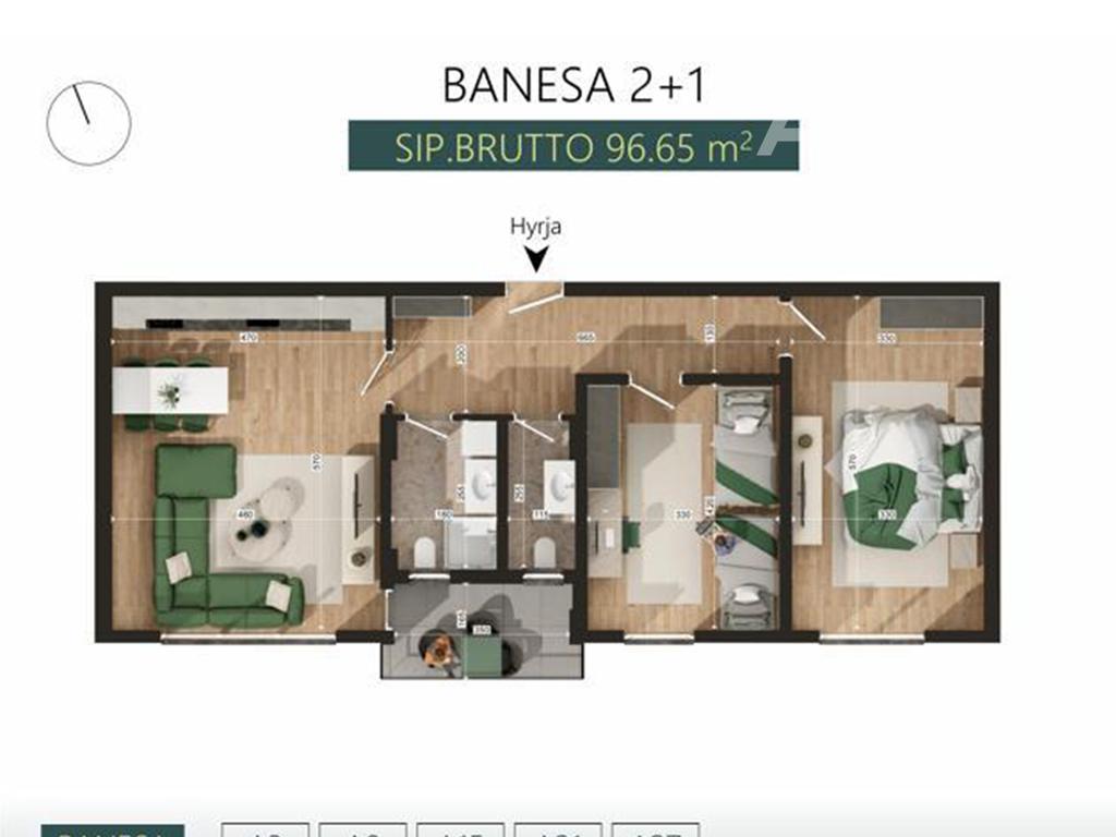 Banesë në shitje 96.65m² në lagjen Mati 1