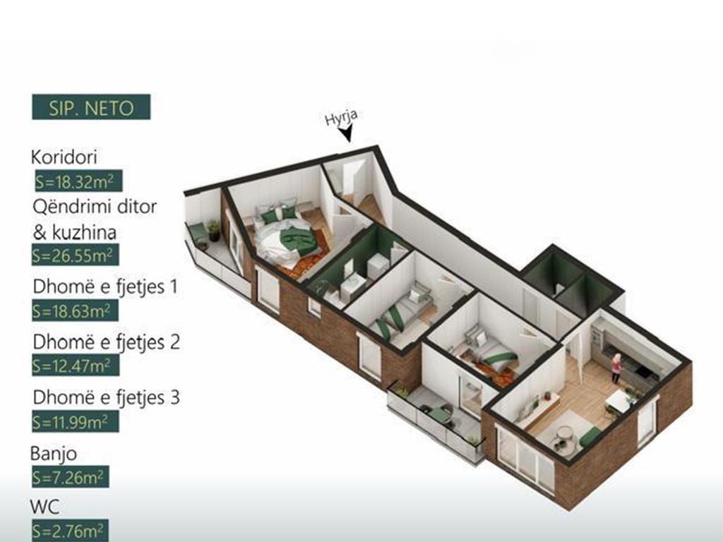 Banesë në shitje 127.75m² në lagjen Mati 1
