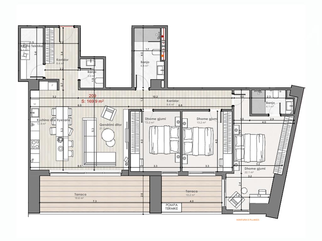 Banesë në shitje 169.9m² në lagjen Prishtina e Re