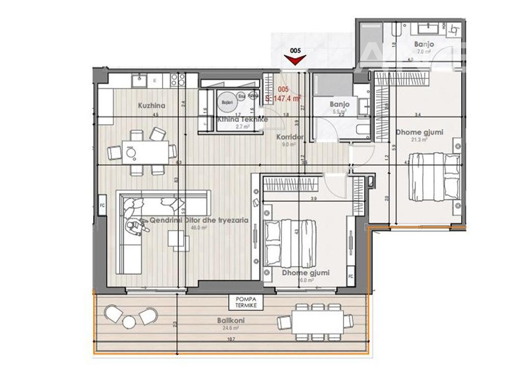 Banesë në shitje 147.4m² në lagjen Prishtina e Re
