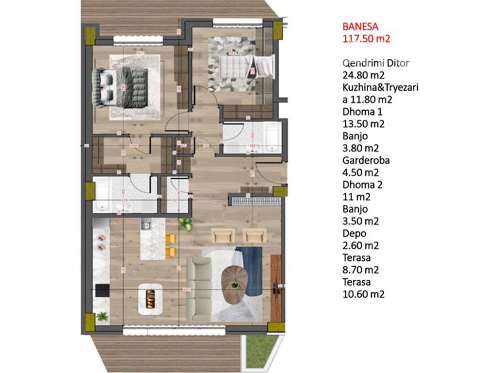 Banesë në shitje 95.90m² në Rrugën A