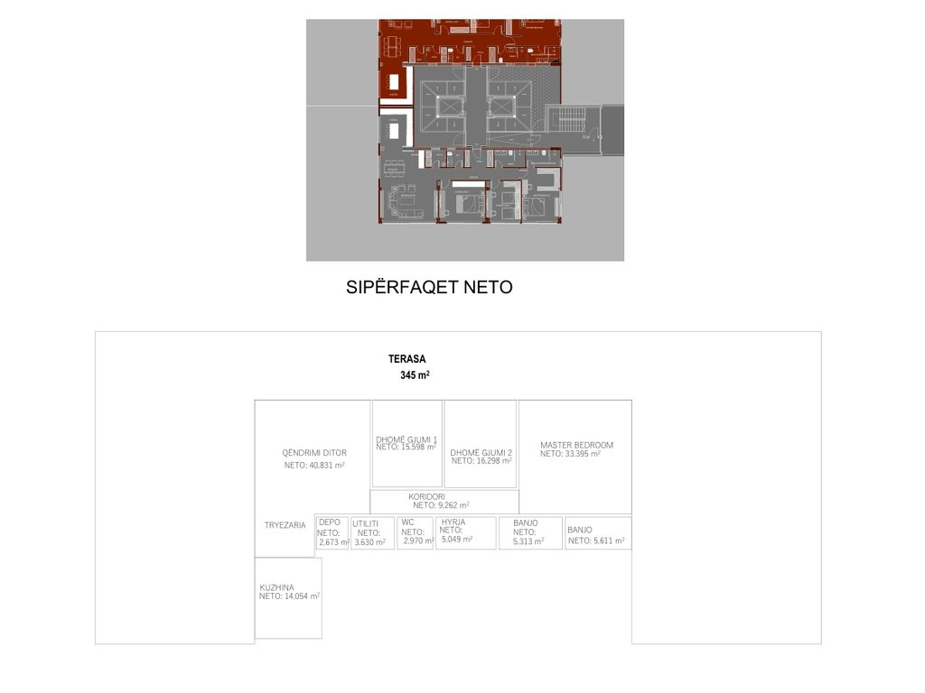 Penthouse në shitje 162m² + 345m² tarracë në Marigona Hill