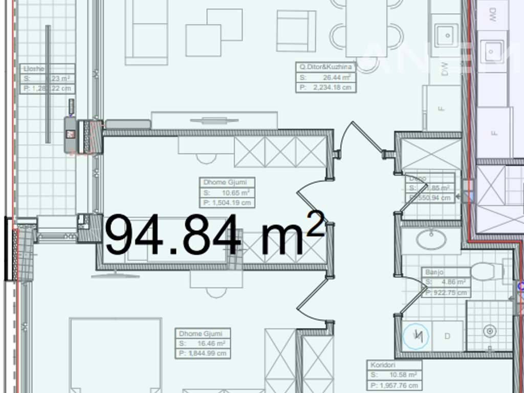 Banesë  në shitje 94.84m² në lagjen Kalabria