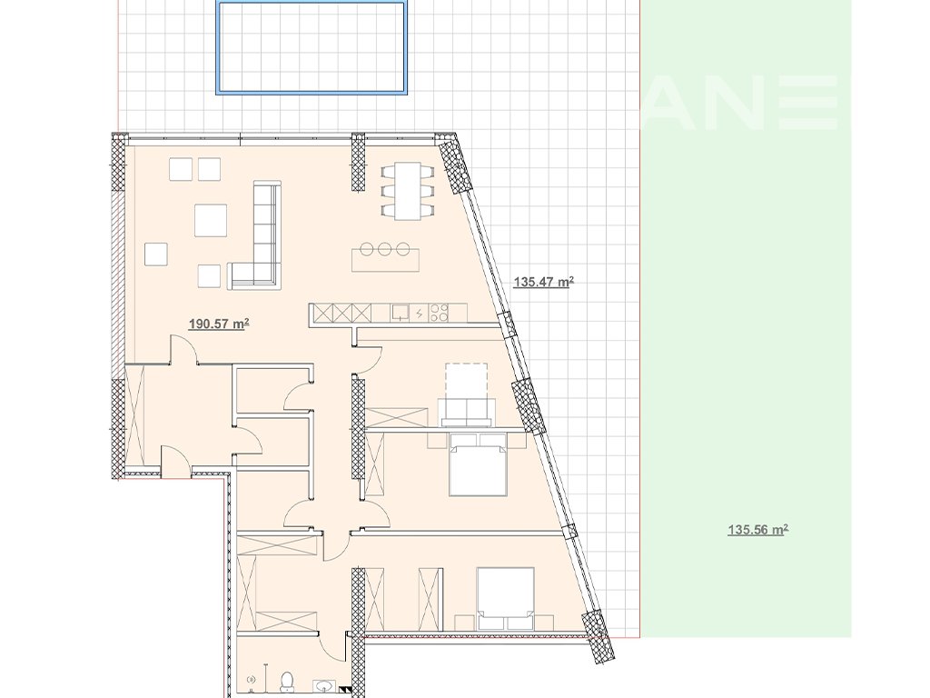 Banesë në shitje 190.57m² + 135.47m² tarracë në Marigona Hill