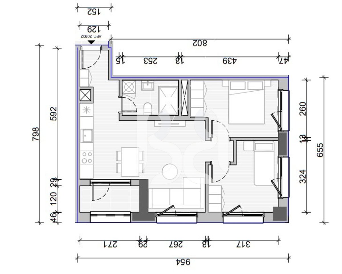 Apartament 2+1 për Shitje në Naya Residence | 75.2 m² | Në Projekt | Kati 9 | Pranë Nënkalimit të Shkozës