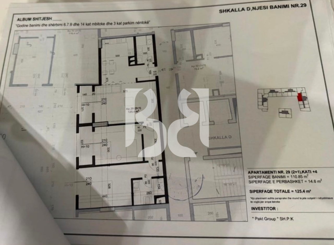 APARTAMENT 2+1 NE SHITJE TE REZIDENCA SAN PAOLO,BULEVARDI I RI