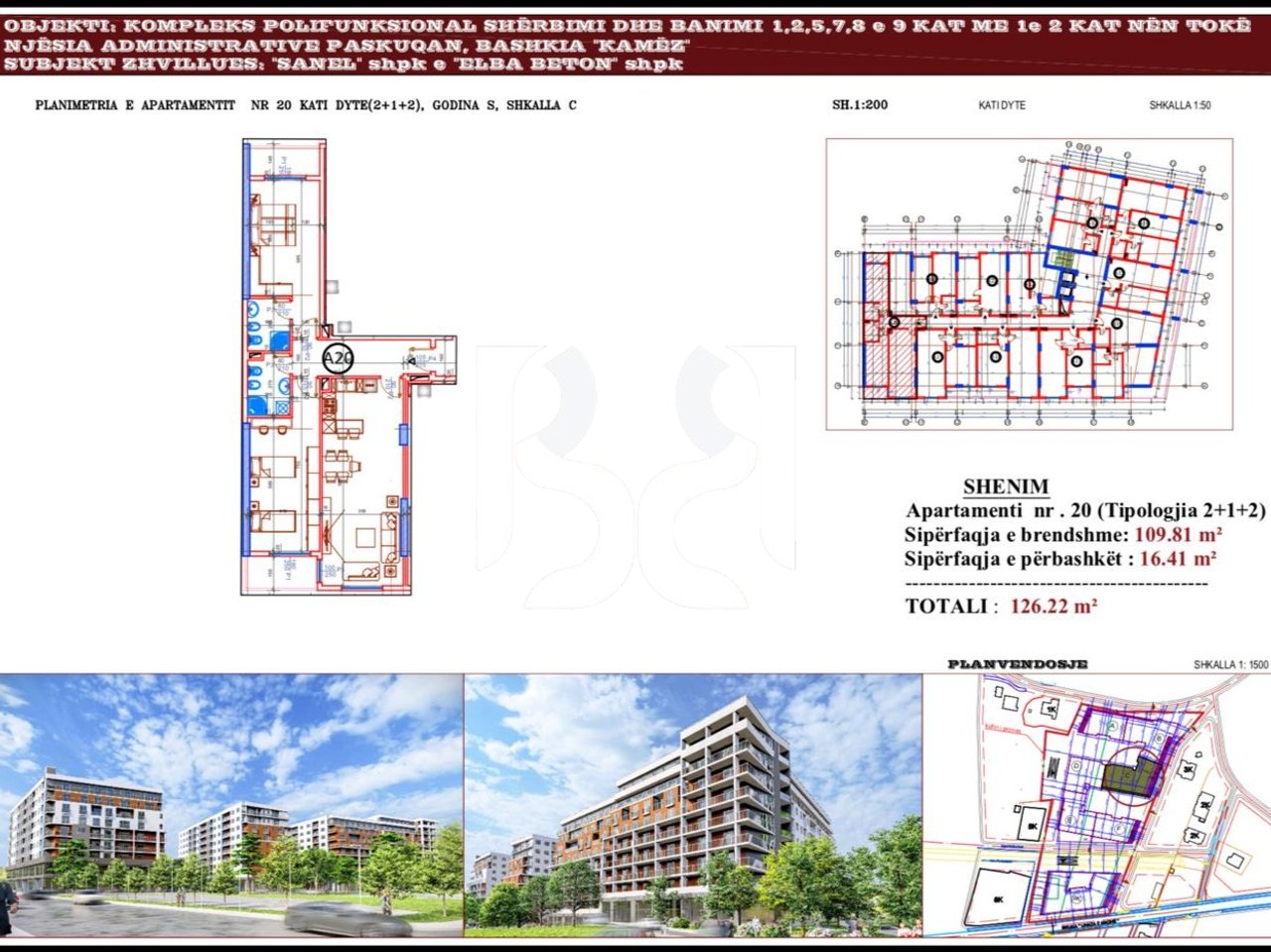 APARTAMENT 2+1+2 NE SHITJE TEK SANEL RESIDENCE,PASKUQAN