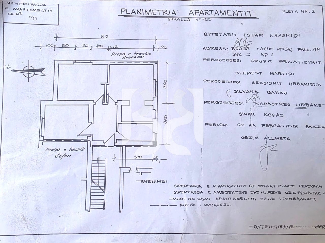 APARTMENT 2+1 FOR SALE OPPOSITE JERONIM DE RADA SCHOOL, FORTUZI STREET