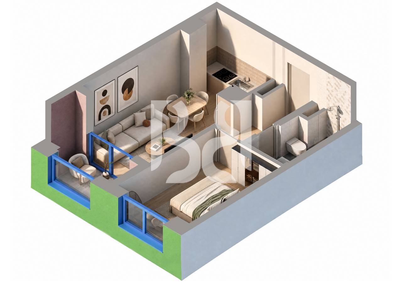 APARTMENT 1+1 FOR SALE IN NAYA RESIDENCE(CAN BE GIVEN WITH CREDIT)